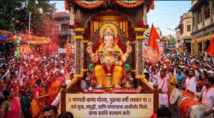 ganpati bappa caption in marathi