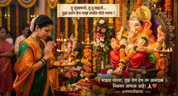bappa caption in marathi