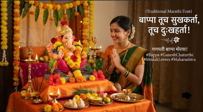 bappa caption in marathi